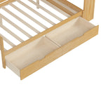 Pełnowymiarowe wielofunkcyjne łóżko dzienne (daybed) z półkami do przechowywania, dwoma szufladami i wbudowanym biurkiem do nauki
