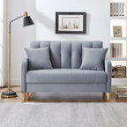 Nowoczesna sofa do salonu, mała kanapa dwuosobowa, gładka, aksamitna tapicerka, pikowana, beżowa