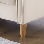 Nowoczesna sofa do salonu, mała kanapa dwuosobowa, gładka, aksamitna tapicerka, pikowana, beżowa