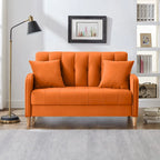 Nowoczesna sofa do salonu, mała kanapa dwuosobowa, gładka, aksamitna tapicerka, pikowana, beżowa