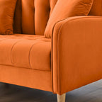 Nowoczesna sofa do salonu, mała kanapa dwuosobowa, gładka, aksamitna tapicerka, pikowana, beżowa