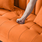 Nowoczesna sofa do salonu, mała kanapa dwuosobowa, gładka, aksamitna tapicerka, pikowana, beżowa