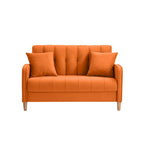Nowoczesna sofa do salonu, mała kanapa dwuosobowa, gładka, aksamitna tapicerka, pikowana, beżowa