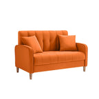 Nowoczesna sofa do salonu, mała kanapa dwuosobowa, gładka, aksamitna tapicerka, pikowana, beżowa