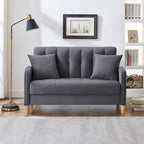 Nowoczesna sofa do salonu, mała kanapa dwuosobowa, gładka, aksamitna tapicerka, pikowana, beżowa