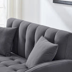 Nowoczesna sofa do salonu, mała kanapa dwuosobowa, gładka, aksamitna tapicerka, pikowana, beżowa