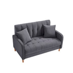 Nowoczesna sofa do salonu, mała kanapa dwuosobowa, gładka, aksamitna tapicerka, pikowana, beżowa