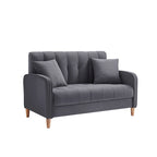 Nowoczesna sofa do salonu, mała kanapa dwuosobowa, gładka, aksamitna tapicerka, pikowana, beżowa