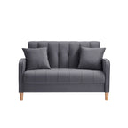 Nowoczesna sofa do salonu, mała kanapa dwuosobowa, gładka, aksamitna tapicerka, pikowana, beżowa