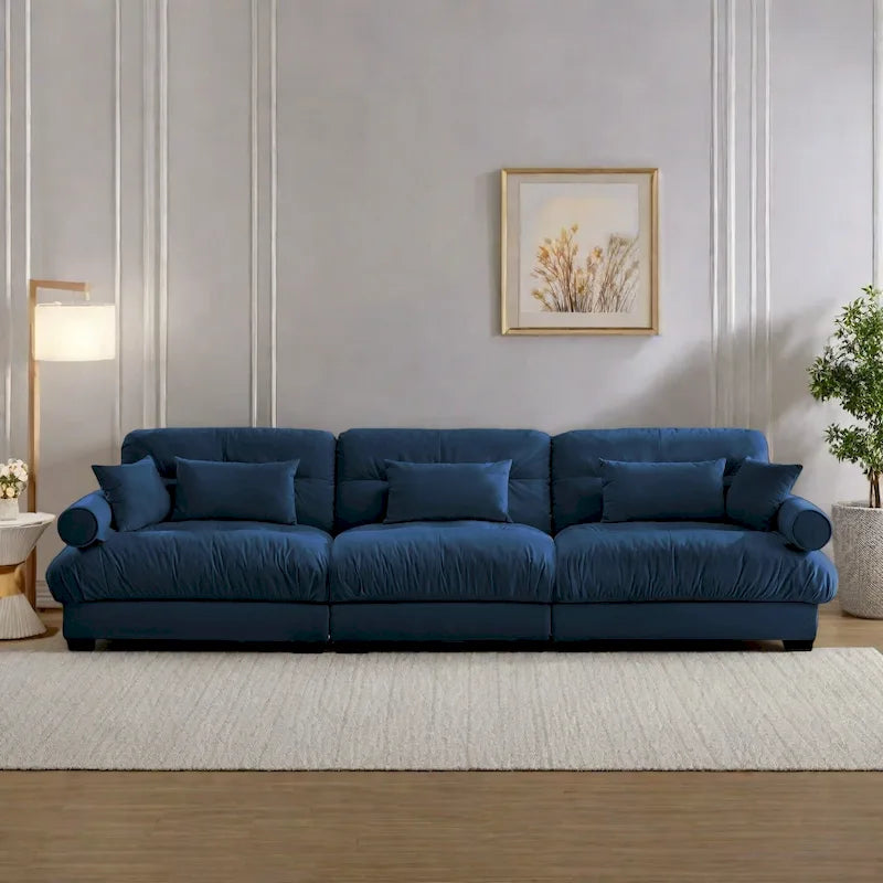 130 Aksamitna modułowa sofa 5-osobowa z poduszkami Cloud i zagłówkami z wałków