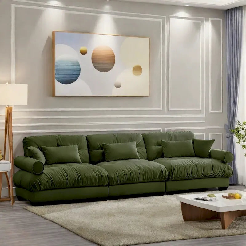 130 Aksamitna modułowa sofa 5-osobowa z poduszkami Cloud i zagłówkami z wałków