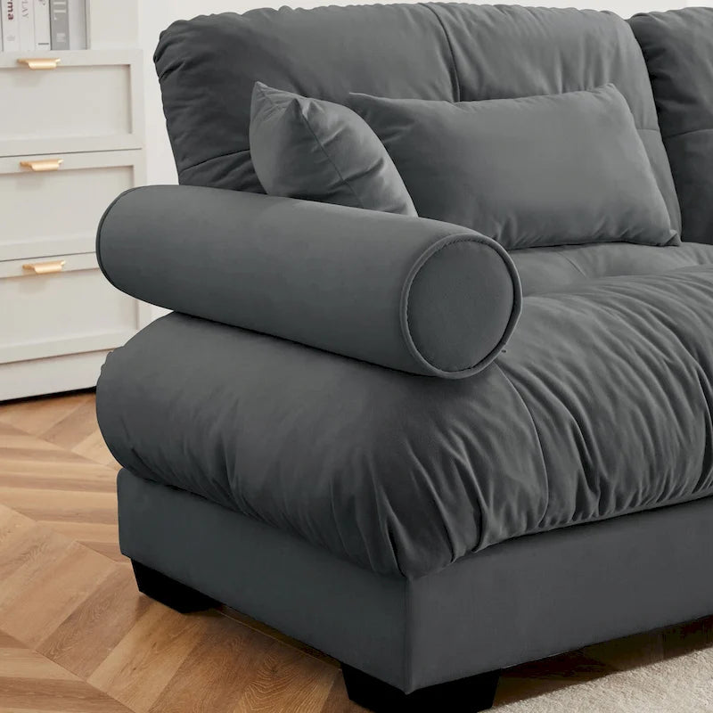 130 Aksamitna modułowa sofa 5-osobowa z poduszkami Cloud i zagłówkami z wałków