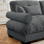 130 Aksamitna modułowa sofa 5-osobowa z poduszkami Cloud i zagłówkami z wałków