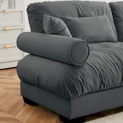 130 Aksamitna modułowa sofa 5-osobowa z poduszkami Cloud i zagłówkami z wałków