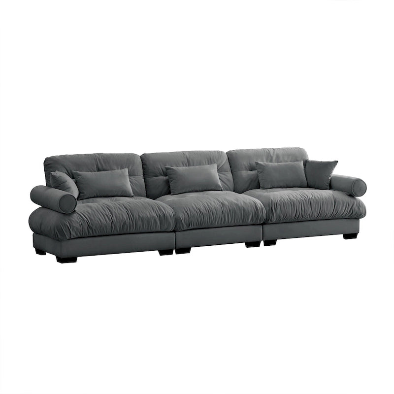 130 Aksamitna modułowa sofa 5-osobowa z poduszkami Cloud i zagłówkami z wałków