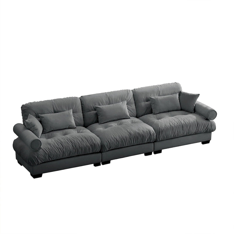 130 Aksamitna modułowa sofa 5-osobowa z poduszkami Cloud i zagłówkami z wałków