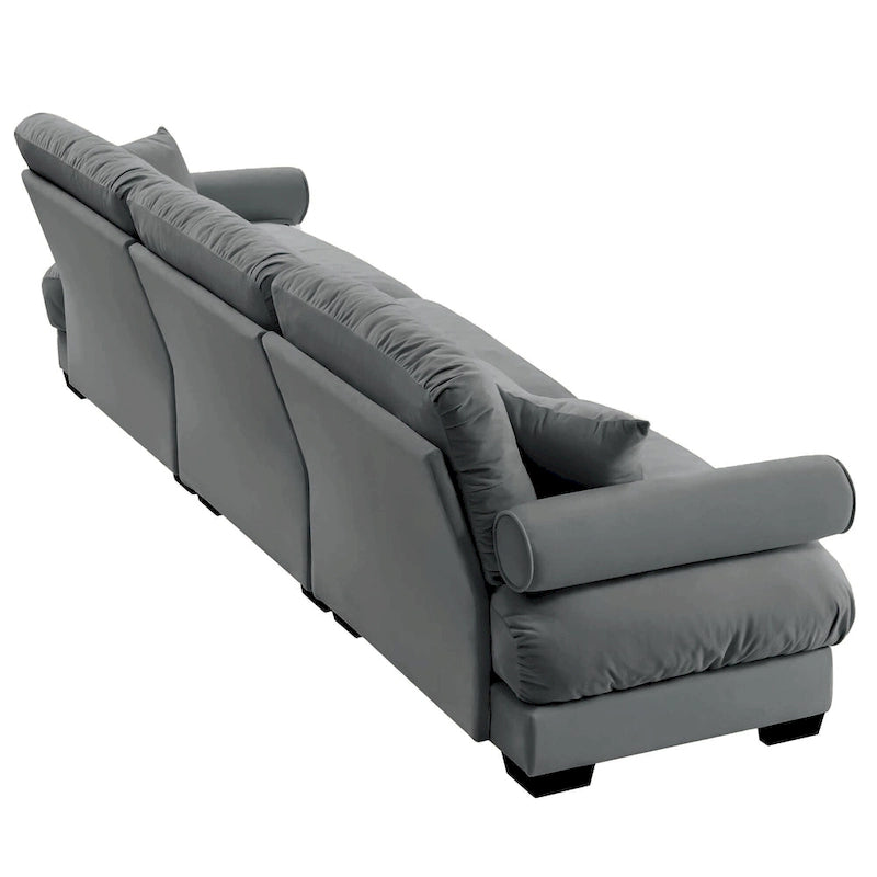 130 Aksamitna modułowa sofa 5-osobowa z poduszkami Cloud i zagłówkami z wałków