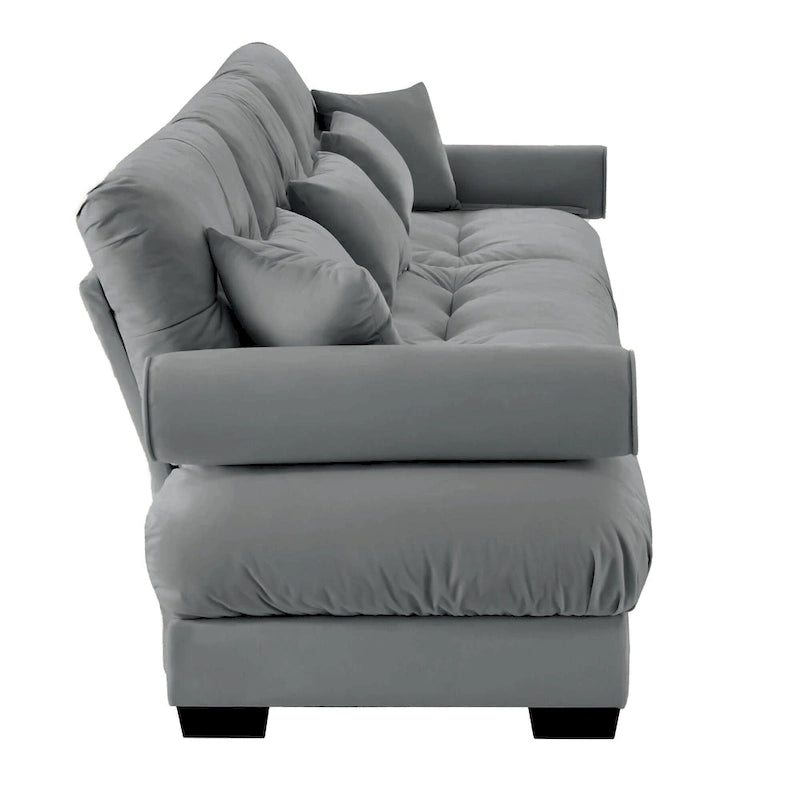 130 Aksamitna modułowa sofa 5-osobowa z poduszkami Cloud i zagłówkami z wałków