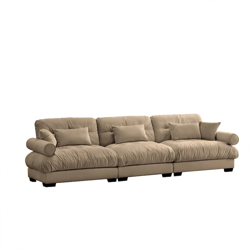 130 Aksamitna modułowa sofa 5-osobowa z poduszkami Cloud i zagłówkami z wałków