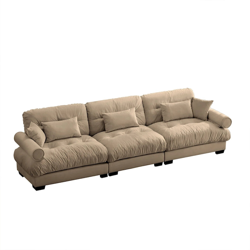130 Aksamitna modułowa sofa 5-osobowa z poduszkami Cloud i zagłówkami z wałków