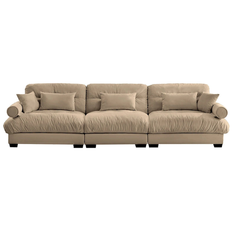 130 Aksamitna modułowa sofa 5-osobowa z poduszkami Cloud i zagłówkami z wałków