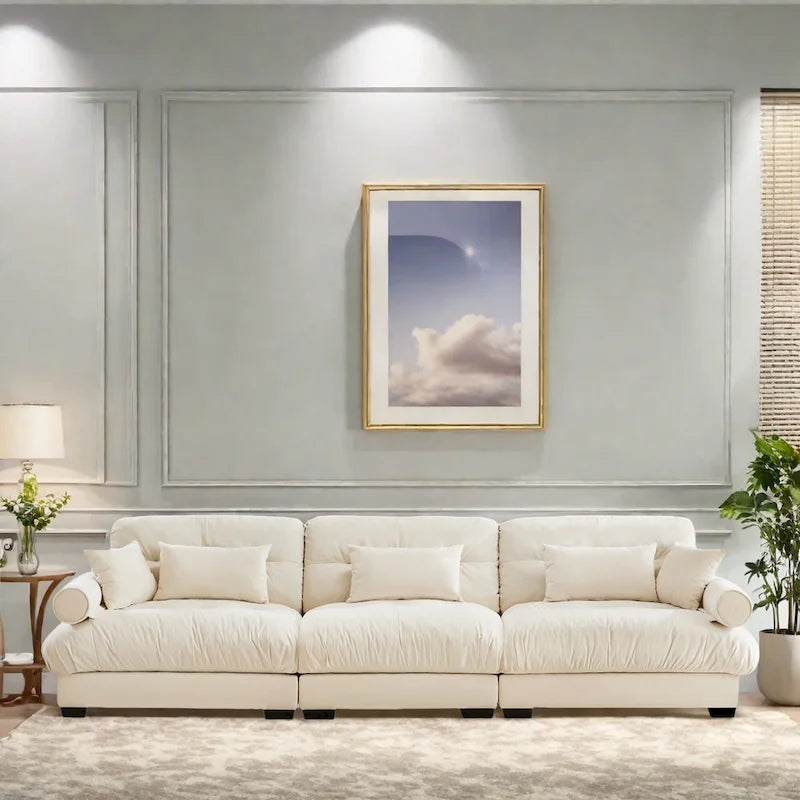 130 Aksamitna modułowa sofa 5-osobowa z poduszkami Cloud i zagłówkami z wałków