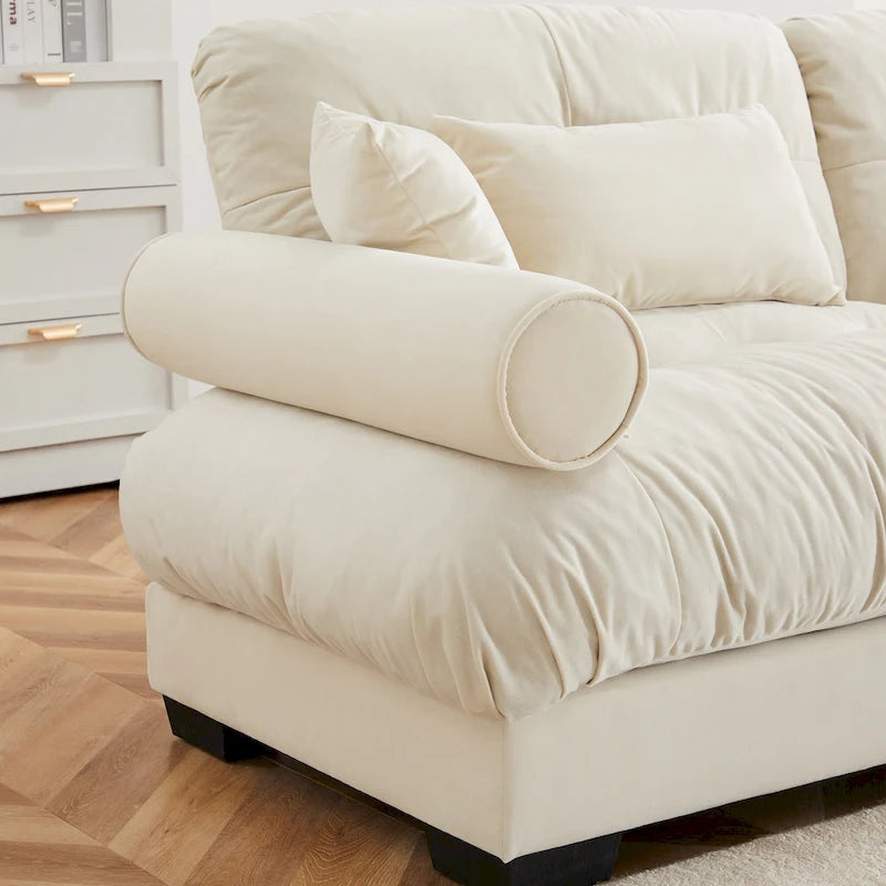 130 Aksamitna modułowa sofa 5-osobowa z poduszkami Cloud i zagłówkami z wałków