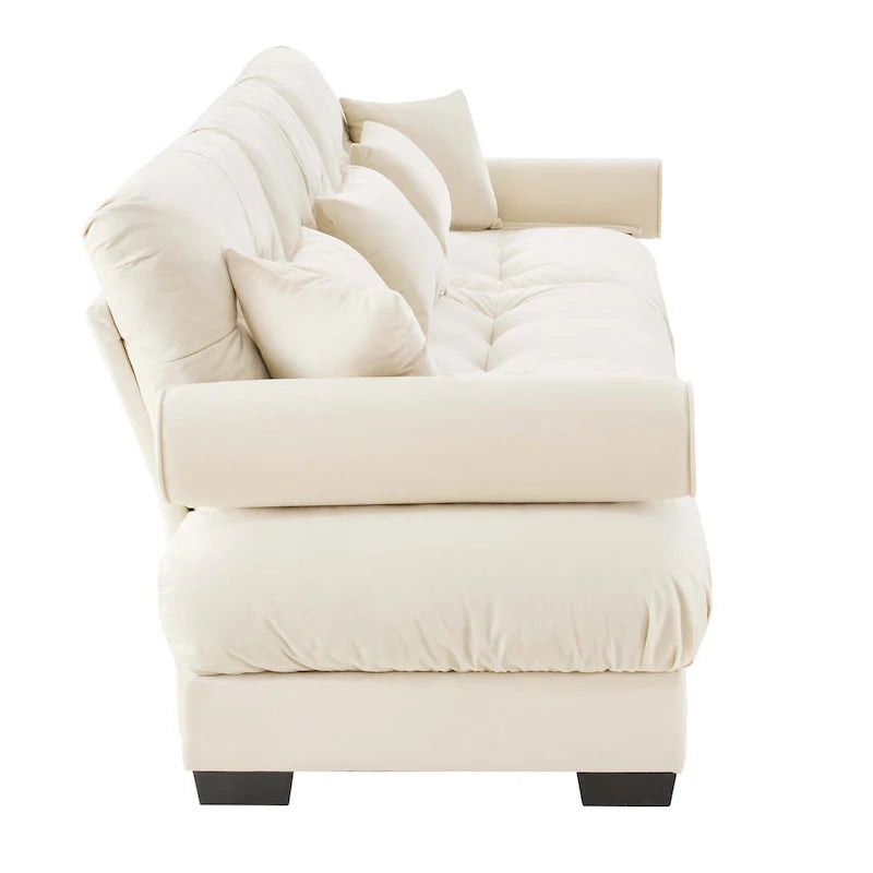 130 Aksamitna modułowa sofa 5-osobowa z poduszkami Cloud i zagłówkami z wałków