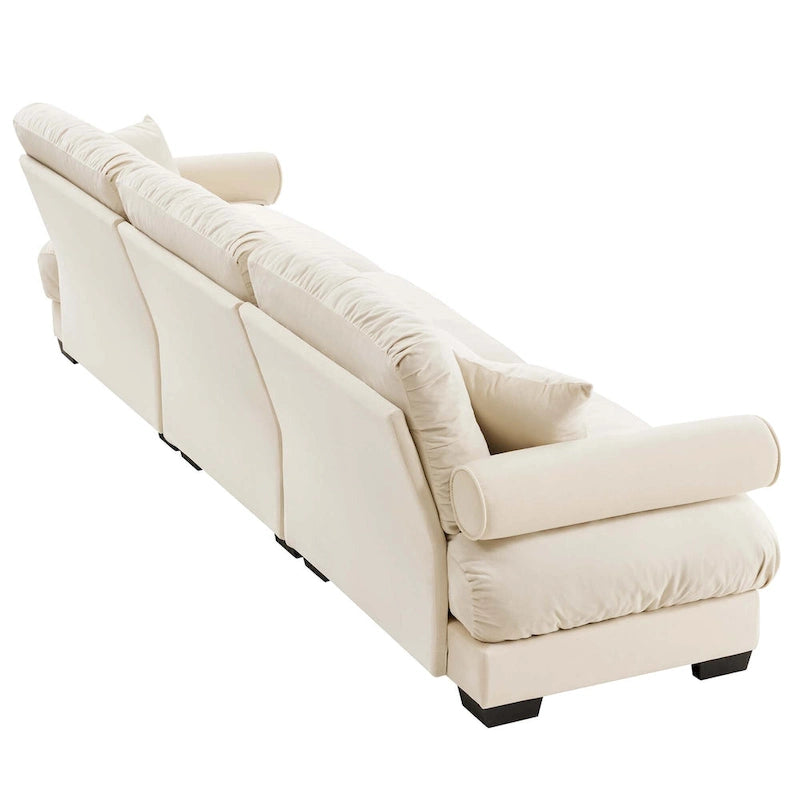 130 Aksamitna modułowa sofa 5-osobowa z poduszkami Cloud i zagłówkami z wałków