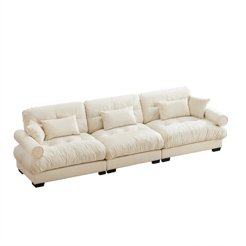 130 Aksamitna modułowa sofa 5-osobowa z poduszkami Cloud i zagłówkami z wałków
