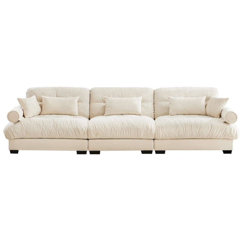 130 Aksamitna modułowa sofa 5-osobowa z poduszkami Cloud i zagłówkami z wałków