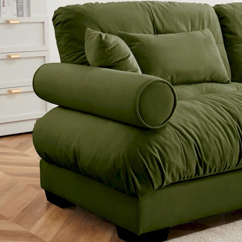 130 Aksamitna modułowa sofa 5-osobowa z poduszkami Cloud i zagłówkami z wałków