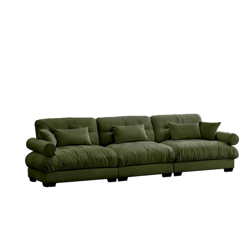 130 Aksamitna modułowa sofa 5-osobowa z poduszkami Cloud i zagłówkami z wałków