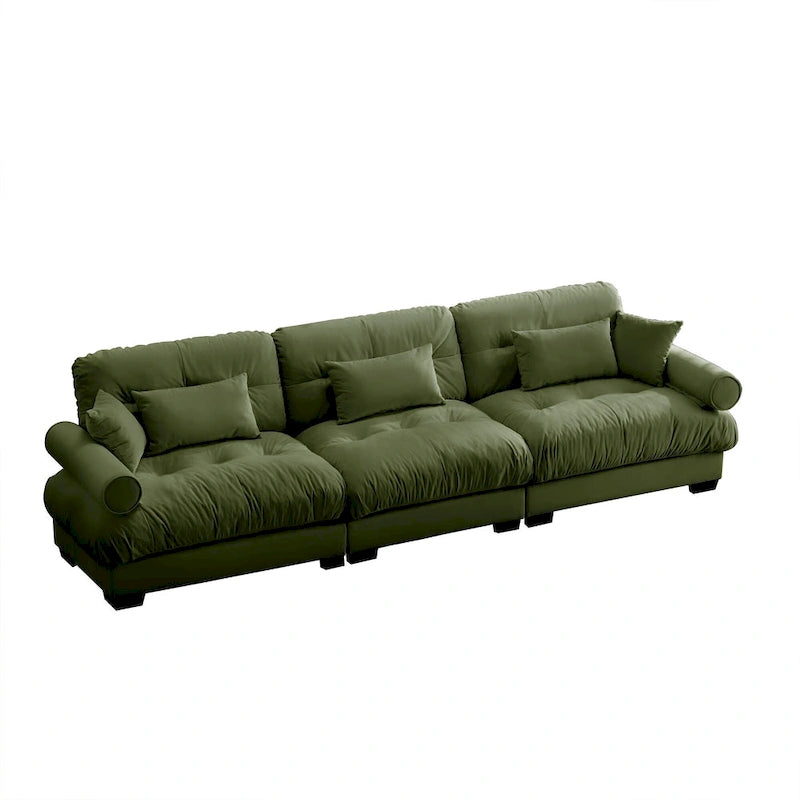 130 Aksamitna modułowa sofa 5-osobowa z poduszkami Cloud i zagłówkami z wałków
