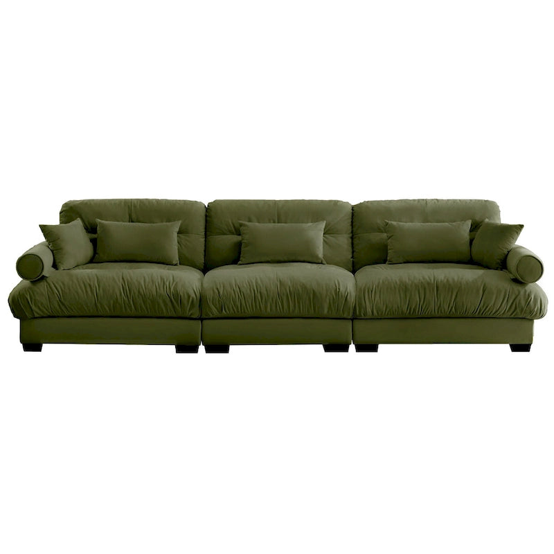 130 Aksamitna modułowa sofa 5-osobowa z poduszkami Cloud i zagłówkami z wałków