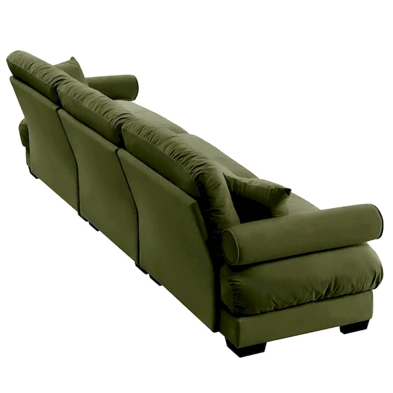 130 Aksamitna modułowa sofa 5-osobowa z poduszkami Cloud i zagłówkami z wałków
