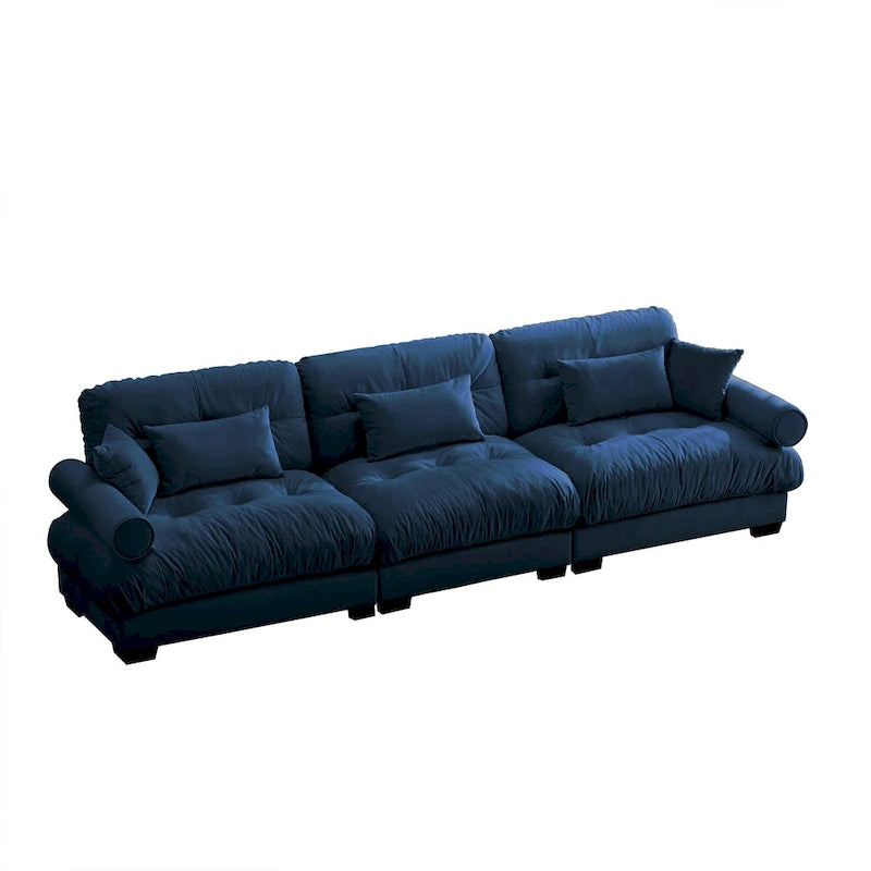 130 Aksamitna modułowa sofa 5-osobowa z poduszkami Cloud i zagłówkami z wałków