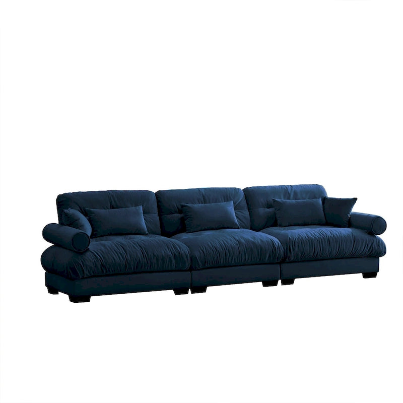 130 Aksamitna modułowa sofa 5-osobowa z poduszkami Cloud i zagłówkami z wałków