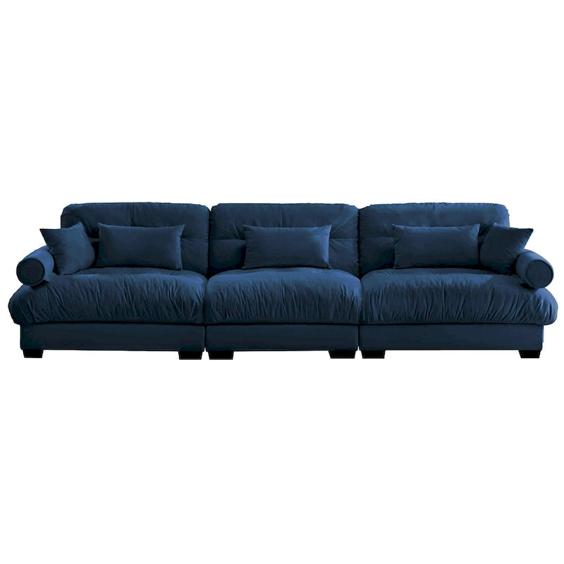 130 Aksamitna modułowa sofa 5-osobowa z poduszkami Cloud i zagłówkami z wałków
