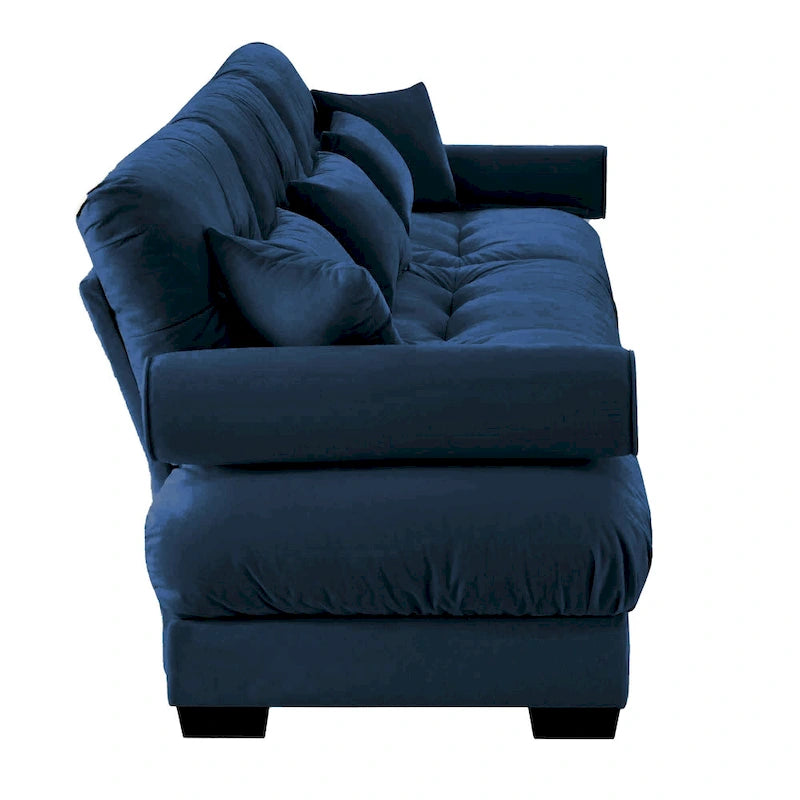 130 Aksamitna modułowa sofa 5-osobowa z poduszkami Cloud i zagłówkami z wałków
