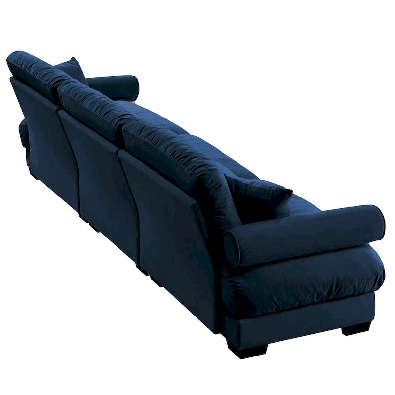 130 Aksamitna modułowa sofa 5-osobowa z poduszkami Cloud i zagłówkami z wałków