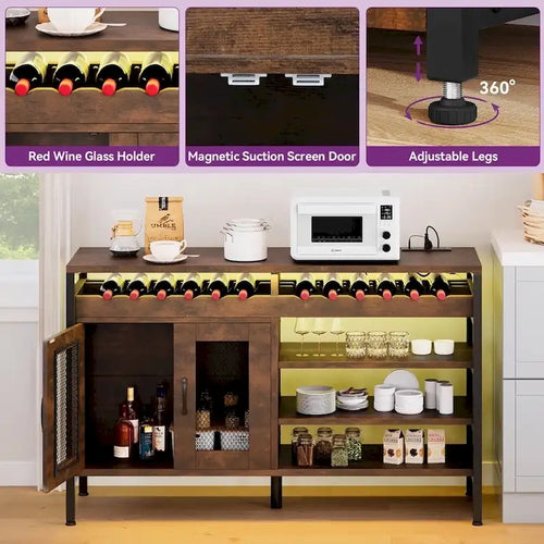 Szafka/stolik kawowy Wine Bar 55 cali z oświetleniem LED i miejscem na alkohol