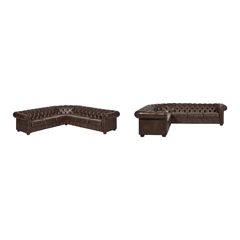 Gdańsk Narożna Sofa Chesterfield w Kształcie Litery L, 7-osobowa