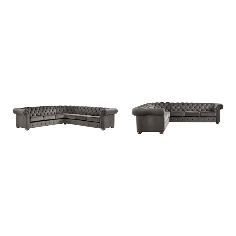 Gdańsk Narożna Sofa Chesterfield w Kształcie Litery L, 7-osobowa