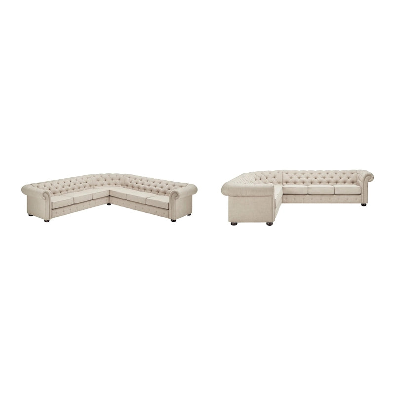 Gdańsk Narożna Sofa Chesterfield w Kształcie Litery L, 7-osobowa