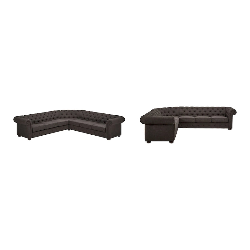 Gdańsk Narożna Sofa Chesterfield w Kształcie Litery L, 7-osobowa