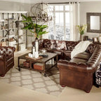 Gdańsk Narożna Sofa Chesterfield w Kształcie Litery L, 7-osobowa