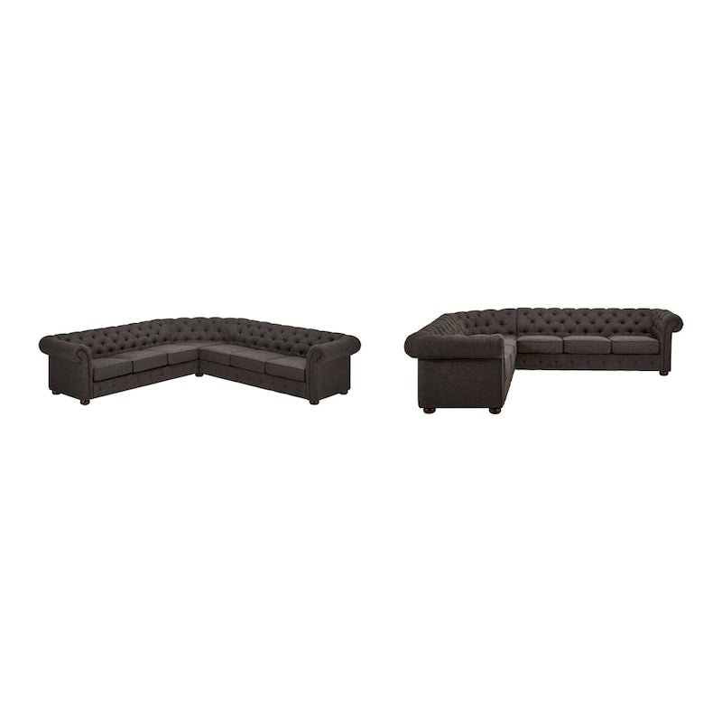 Gdańsk Narożna Sofa Chesterfield w Kształcie Litery L, 7-osobowa