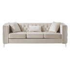Paige sofa trzyosobowa welurowa pikowana 2 poduszki - 218,4 cm dł. x 86,4 cm szer. x 76,2 cm wys.