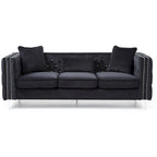 Paige sofa trzyosobowa welurowa pikowana 2 poduszki - 218,4 cm dł. x 86,4 cm szer. x 76,2 cm wys.
